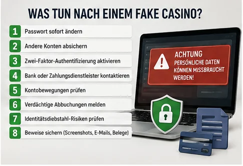 Maßnahmen nach Registrierung oder Einzahlung bei einem Fake Casino