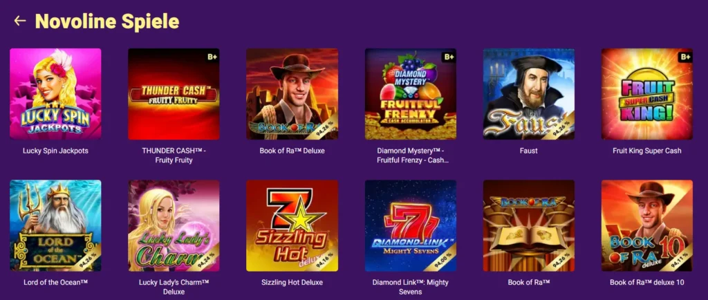 Novoline Spiele bei BingBong Casino mit Book of Ra, Lord of the Ocean und weiteren Slots