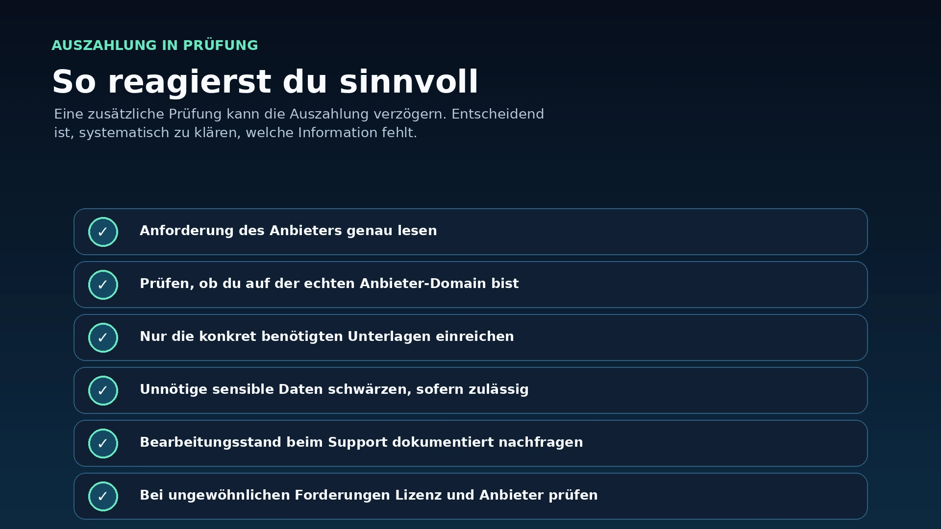 Checkliste für Spieler bei einer zusätzlichen Prüfung vor der Casino-Auszahlung