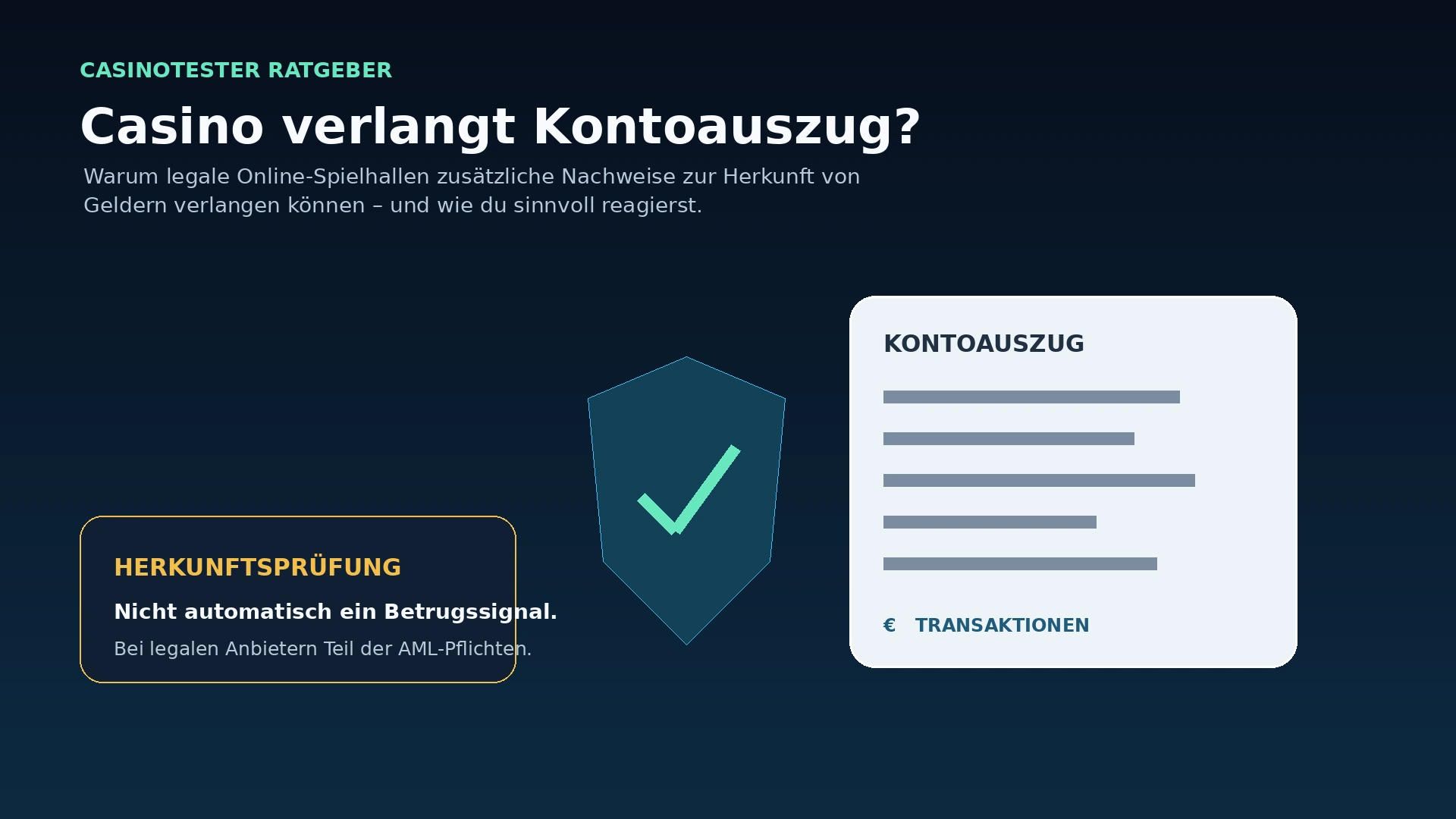 Online-Spielhalle prüft Kontoauszug und Herkunft von Geldern vor einer Auszahlung