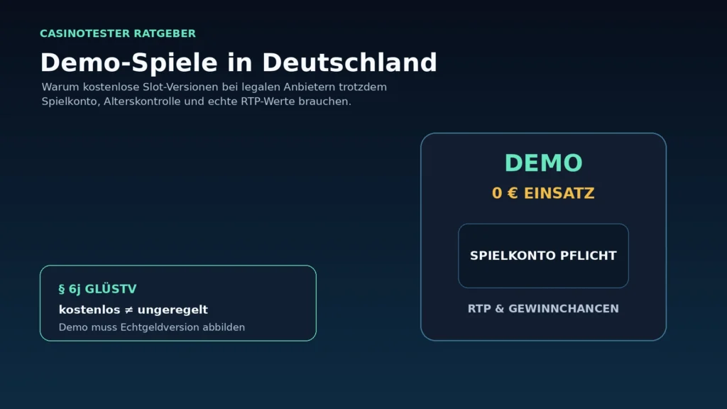 Illustration zu Demo-Spielen bei legalen deutschen Online-Spielhallen mit Spielkonto und Gratis-Modus