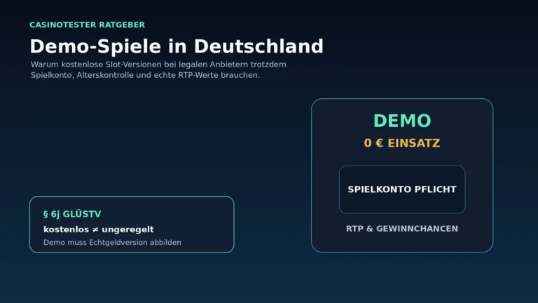 Illustration zu Demo-Spielen bei legalen deutschen Online-Spielhallen mit Spielkonto und Gratis-Modus