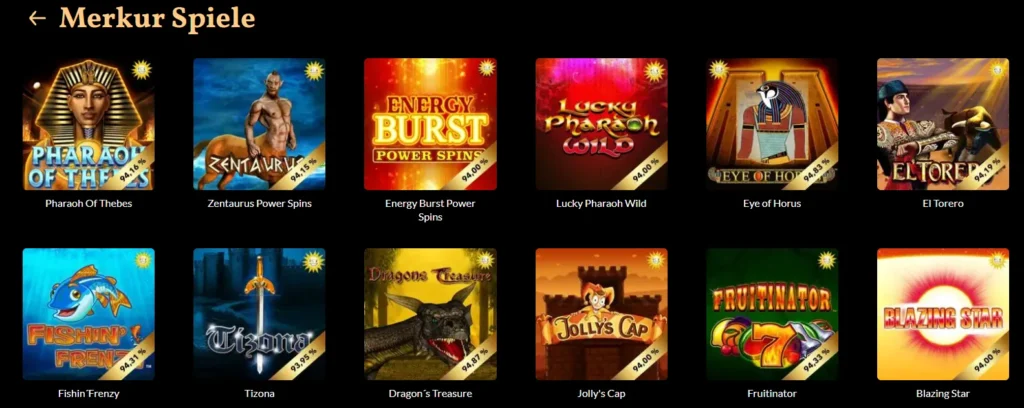Merkur Spiele bei JackpotPiraten mit Eye of Horus, El Torero, Tizona und weiteren Slots