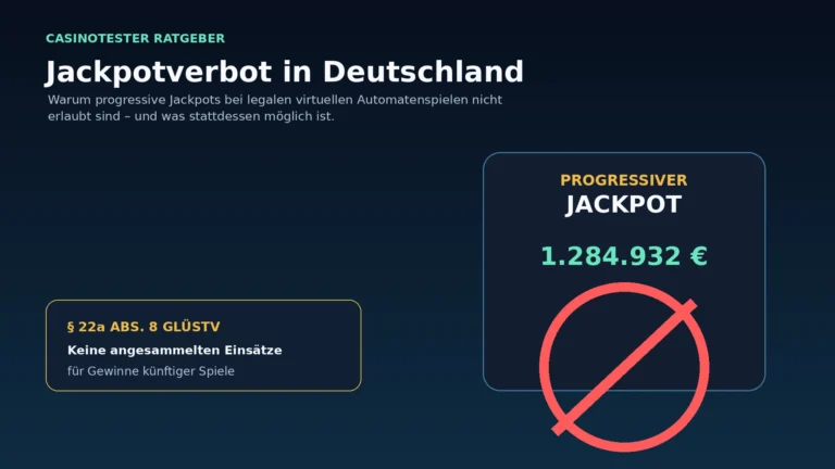 Illustration zum Jackpotverbot bei legalen deutschen Online-Slots mit durchgestrichenem progressivem Jackpot
