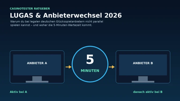 LUGAS-Anbieterwechsel zwischen zwei legalen Online-Spielhallen mit fünfminütiger Wartezeit