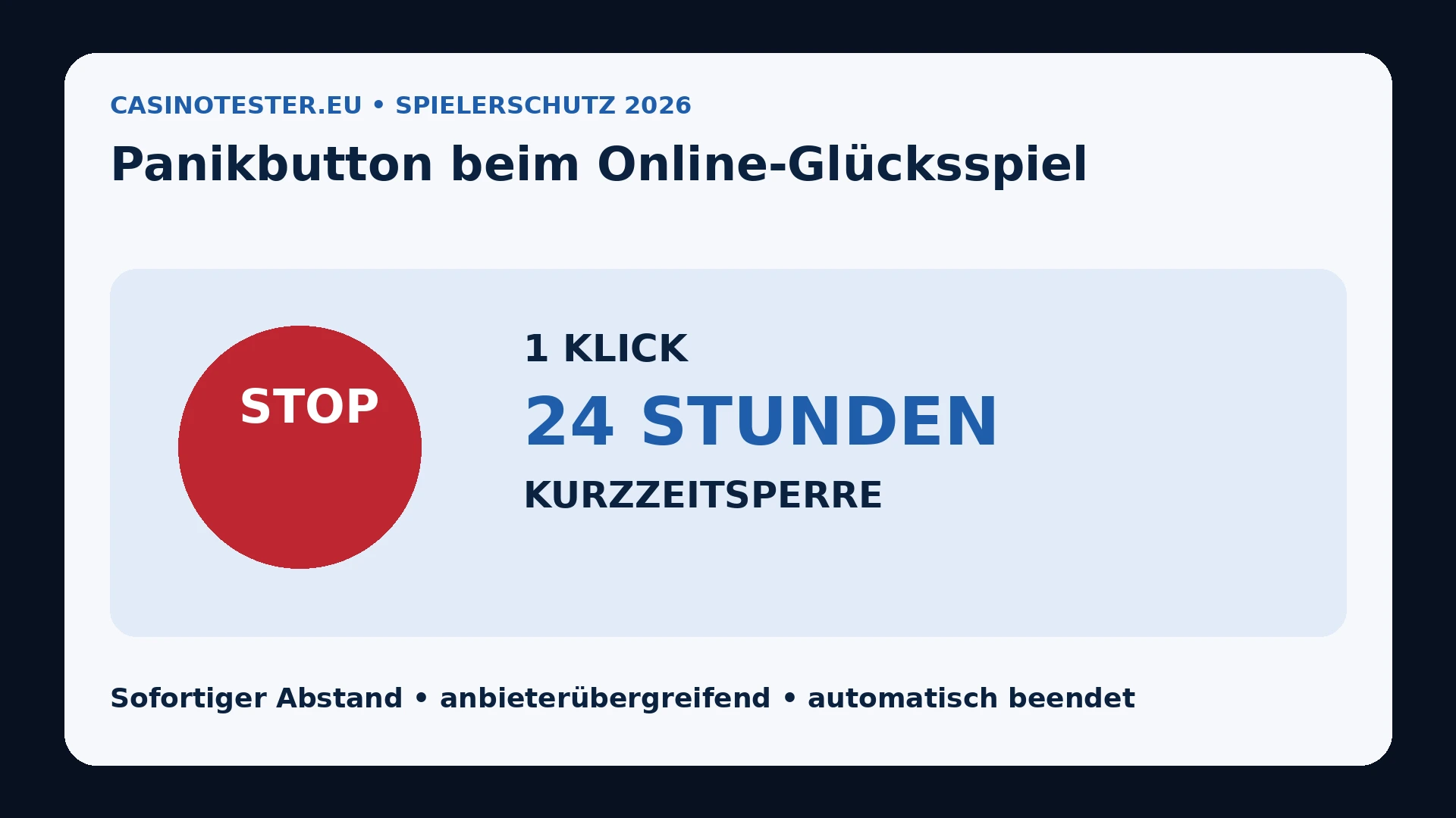 Panikbutton beim Online-Glücksspiel mit 24-Stunden-Sperre in Deutschland