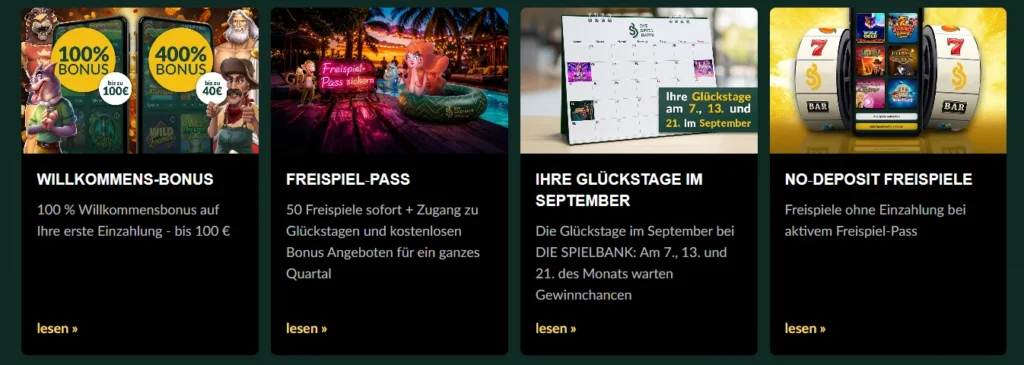 Bonusbereich bei Die Spielbank