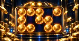 Illustration eines Hold-and-Win-Bonusrasters mit festgehaltenen goldenen Geldsymbolen