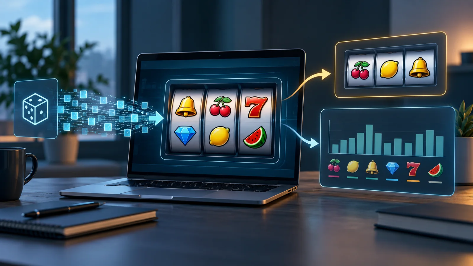 Darstellung eines RNG-Slot-Ergebnisses im Vergleich zu langfristiger Spielstatistik