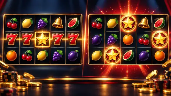 Vergleich von Wild- und Scatter-Symbolen auf zwei Slot-Walzen
