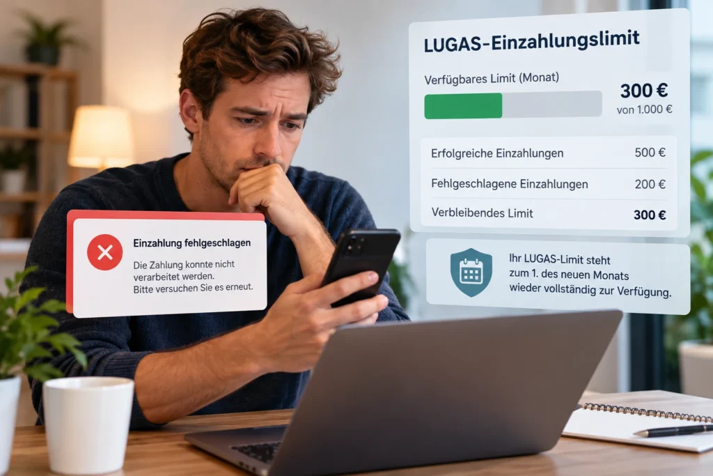 Fehlgeschlagene Einzahlung wird beim LUGAS-Limit berücksichtigt